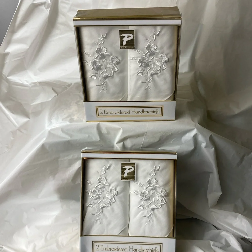 Ladies floral embroidered handkerchiefs from Paris accessories